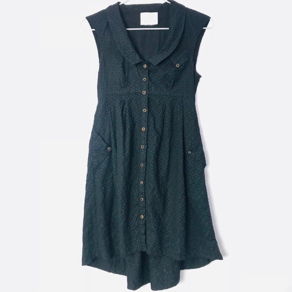 Anthropologie Black Sleeveless High Low Dress
